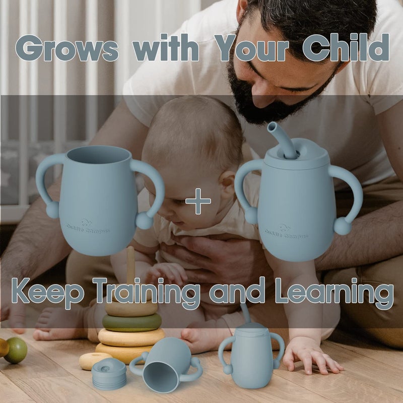 Cuddle Campus 100% Silicone Baby Training Cup, Shatterproof Toddler Sippy Cups with Straw, Open Cup for Baby, 6+ Months 4 Oz - Image 5